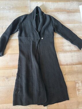 United Colors Of Benetton Black Long Shawl-Collar Cardigan